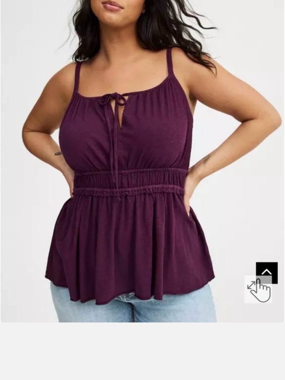torrid Plum Smocked Peplum Cami with Tie Neck